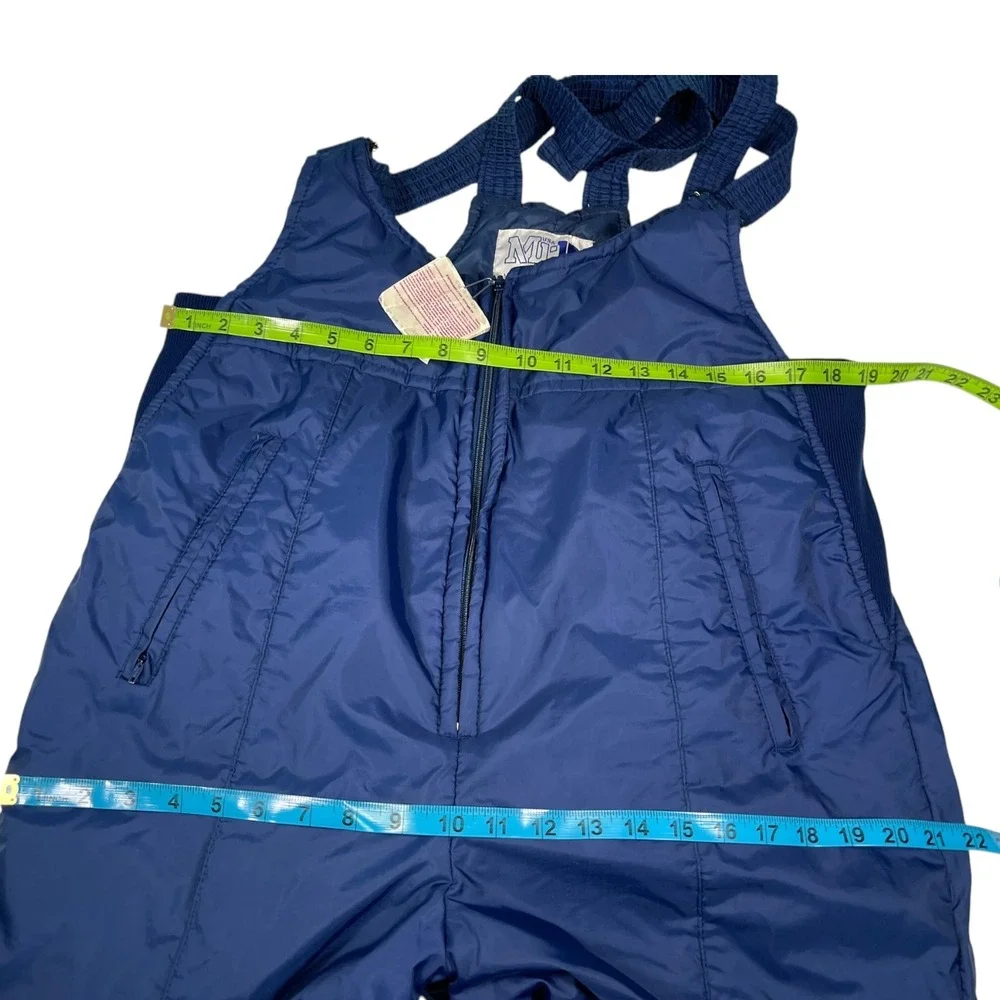 M.I. USA Mens XL Blue Snow Bibs Insulated Ski Overalls Retro Gorpcore 80s Puffy